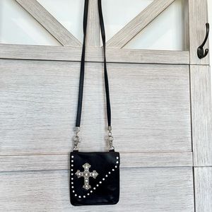 Black Leather Cross Body Purse OR belt purse